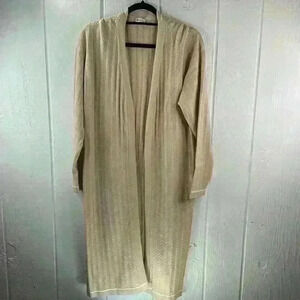 Zyia Active Women’s Size Medium Beige Cable Knit Cardigan with White Band